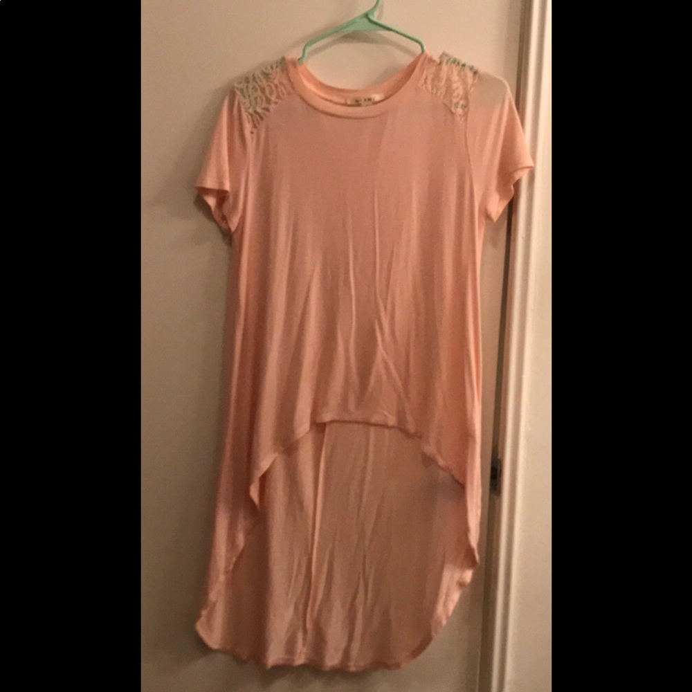 Miami high-low light pink blouse